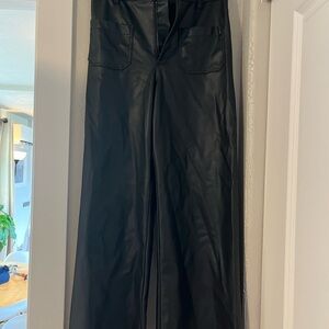 Zara Black Leather wide leg pants